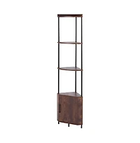Sugift 5 Tier Corner Shelf with Led Light 65.4 Inch Tall Corner Bookshelf