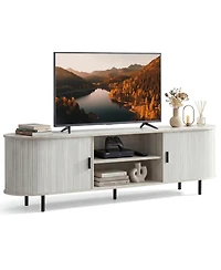 Slickblue Modern Tv Stand with Fluted Sliding Doors Mid-Century Style