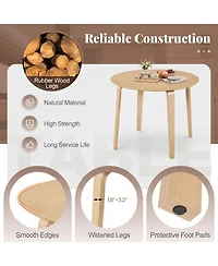 Slickblue Small Space Round Dining Table with Rubber Wood Legs for Home Use