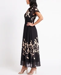Taylor Women's Floral Smocked Waist Dress