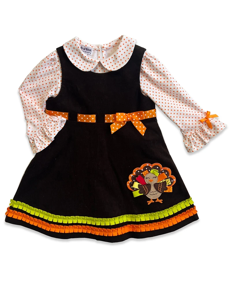 Blueberi Boulevard Baby Girls' Long-Sleeve Top and Jumper, 2-Piece Set
