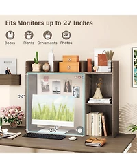 Sugift 3-Tier Multipurpose Desk Bookshelf with 4 Shelves