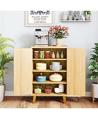 Sugift Buffet Cabinet with Double Doors and Raised Legs