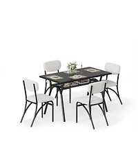homfan 4-Piece Compact Dining Set, Boucle Upholstered Chairs, Engineered Wood Table with Storage Shelf for Small Home