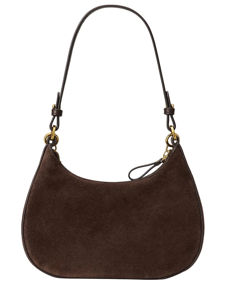 Lauren Ralph Marcy Suede Zipper Mini Shoulder Handbag