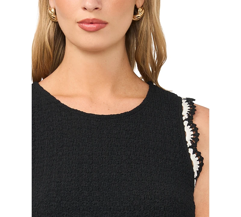 Vince Camuto Women's Crewneck Scallop Trim Tank Top