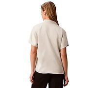 Calvin Klein Petite Tie-Front Short-Sleeve Top