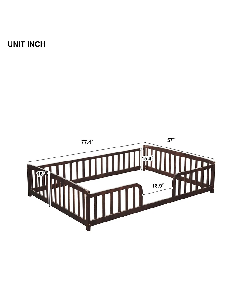 Rainsken Floor Bed with Rails, Montessori Bed, Central Entrance