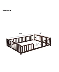 Rainsken Floor Bed with Rails, Montessori Bed, Central Entrance
