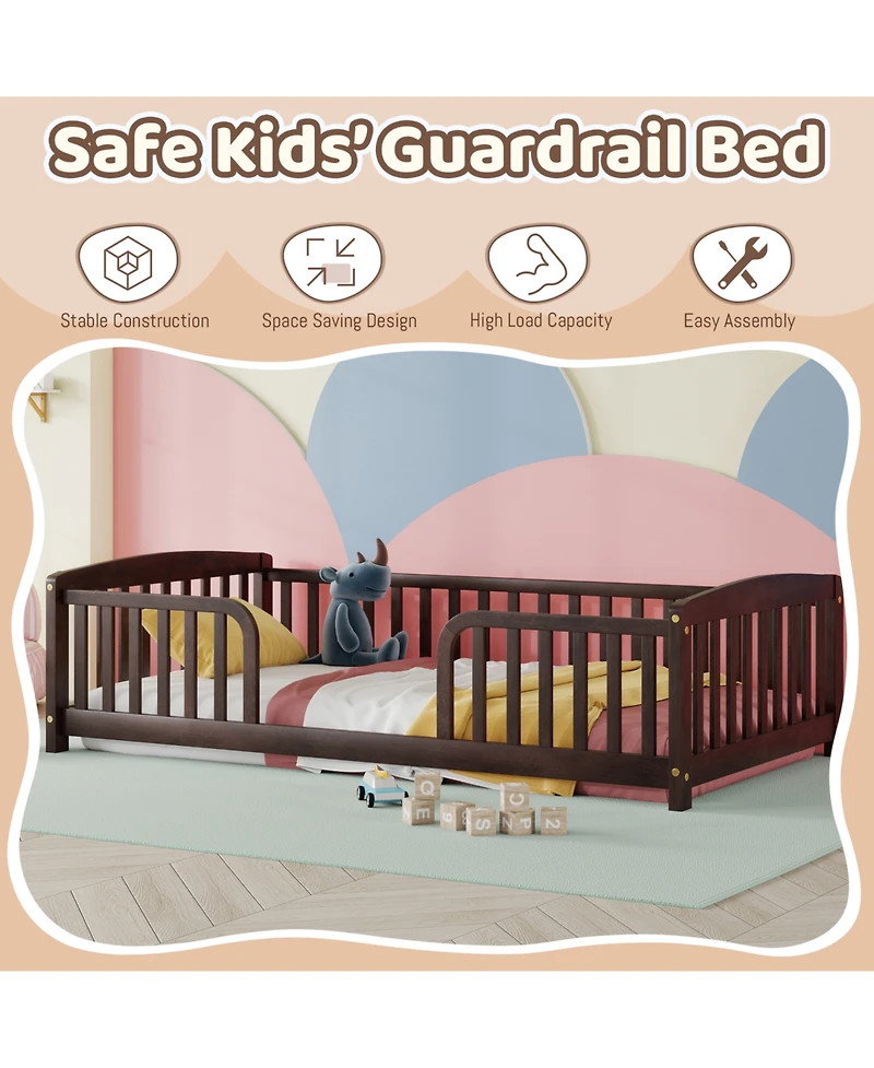 Rainsken Floor Bed with Rails, Montessori Bed, Central Entrance