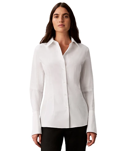 Calvin Klein Petite Button-Front Collared Shirt