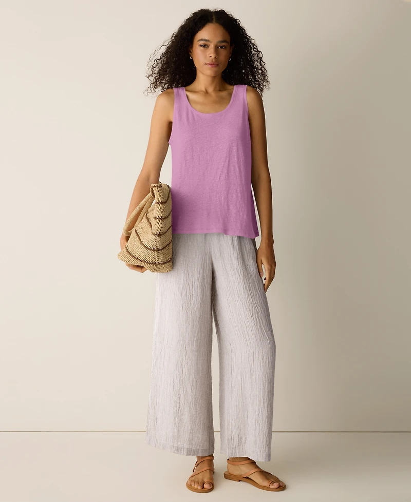 Eileen Fisher Women's Linen Scoop Neck Sleeveless Tank Top