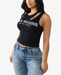True Religion Women's Crystal Cut Out Rib Top