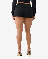 True Religion Women's Crystal Fold Over Shorts