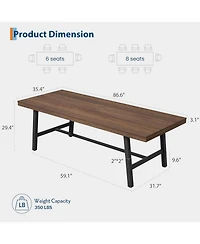 gaomon Industrial 86.61" Long Kitchen Dining Table for Dinner, Kitchen