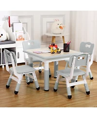 homfan Adjustable Height Kids Table and 4 Chairs Set Modern Toddler Furniture with Non Slip Legs Graffiti Resistant Easy Clean Desktop
