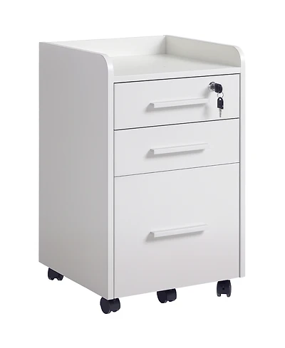 Homcom 3 Drawer Mobile File Cabinet, Lockable Filing Cabinet