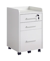 Homcom 3 Drawer Mobile File Cabinet, Lockable Filing Cabinet