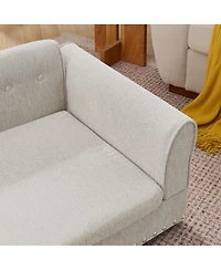 Zeny Oversized Pet Sofa, Elegant Modern Linen Fabric Elevated Dog Sofa Bed, Comfortable Rectangular Bed with Backrest
