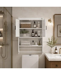 Phying Over The Toilet Storage Cabinet Bathroom Wall Mounted Medicine Cabinet Towel Bar and Paper Holder Multipurpose Bathroom Organizer Cabinet