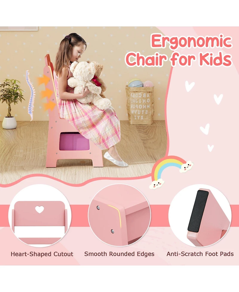 Slickblue Kids Makeup Vanity Table and Chair Set with Color Changing Led Lights