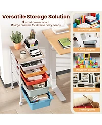 Slickblue 5-Drawer Mobile Organizer Cart with Wood Top and Locking Casters