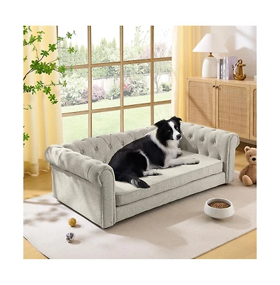 Zeny Elegant Rectangular Pet Bed for Big and Oversized Dogs, Durable Elevated Dog Sofa Bed, Comfortable Sofa, Modern Fashionable