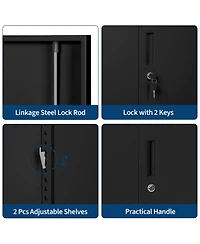 homfan Steel Storage Cabinet with Lock 36inch Tall Filing Locker 2 Adjustable Shelves - Secure Metal Organizer for Office, Home