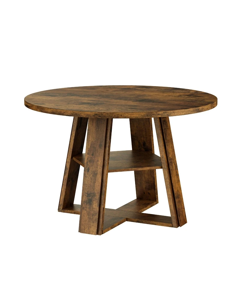 gaomon Farmhouse 43'' Round Dining Table with Sturdy Wooden Pedestal