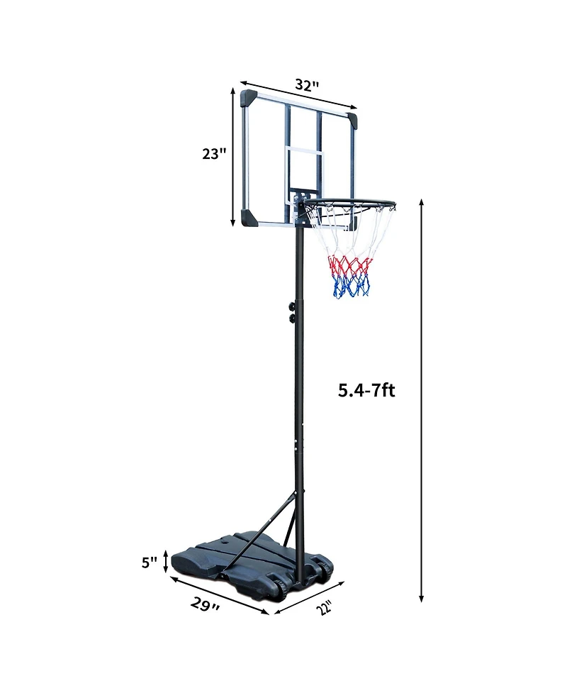 Zeny Portable Basketball Hoop Stand with Wheels for Kids Youth Adjustable Height 5.4ft - 7ft Use for Indoor Outdoor Basketball Goals Play Set