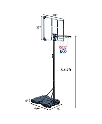 Zeny Portable Basketball Hoop Stand with Wheels for Kids Youth Adjustable Height 5.4ft - 7ft Use for Indoor Outdoor Basketball Goals Play Set