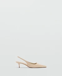 Mango Women's Pointed-Toe Leather Heeled Shoes