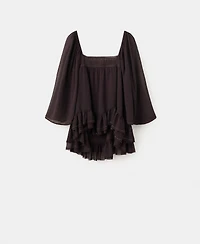 Mango Women's Beads Ruffled Blouse