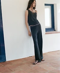 Mango Women's Embroidered Buttons Asymmetrical Top