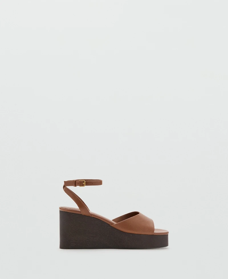 Mango Women's Leather Wedge-Heel Sandals
