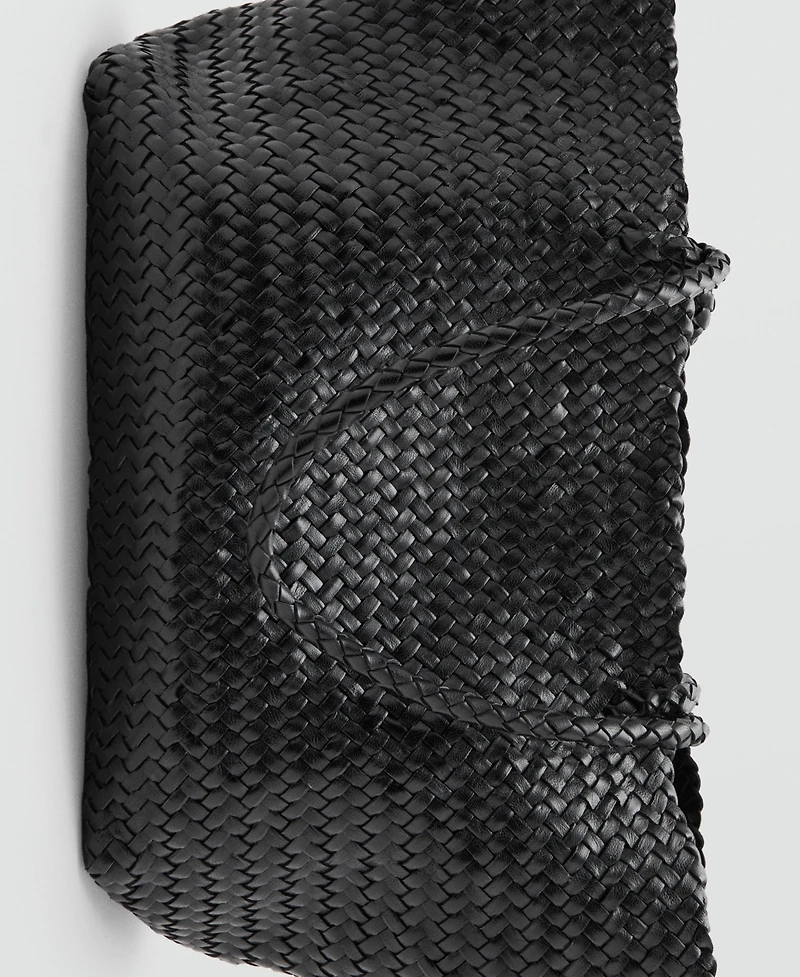 Mango Women's Woven Leather Shopper Bag