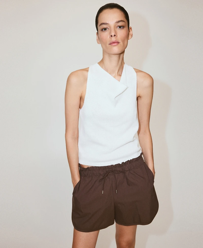 Mango Women's Ruched Waist Straight Shorts