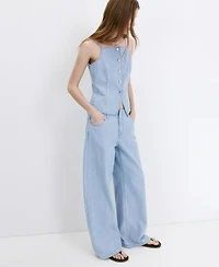 Mango Women's Wide Leg Mid-Rise Jeans