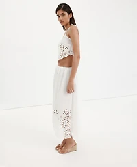 Mango Women's Embroidered Open-Work Top