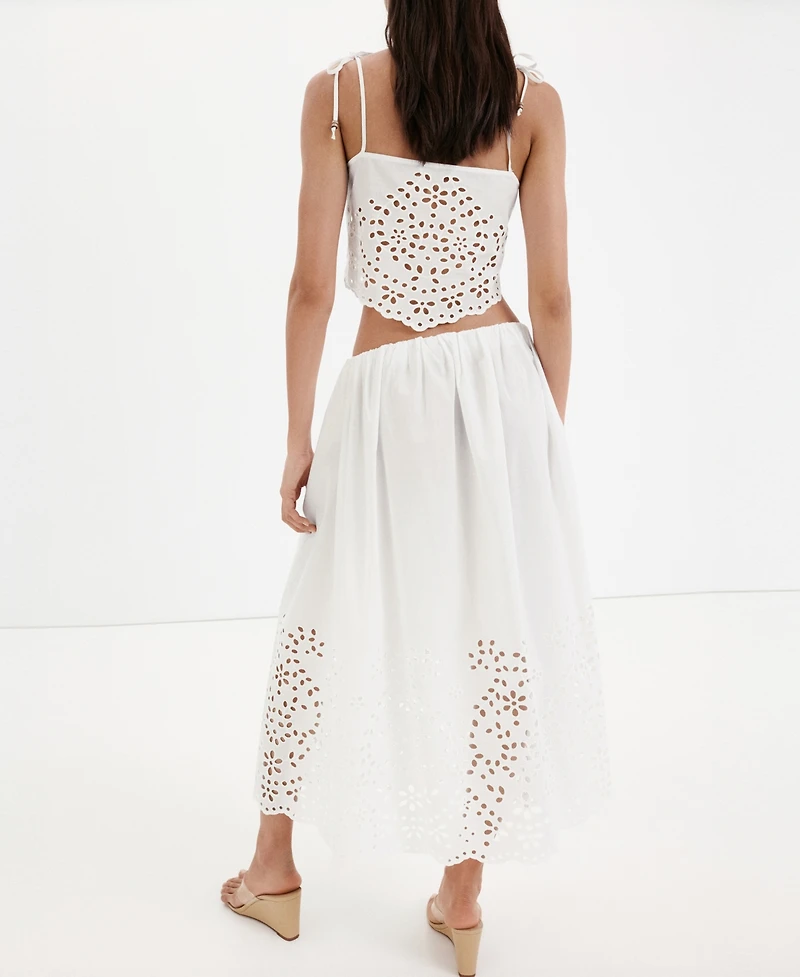 Mango Women's Embroidered Details Midi Skirt