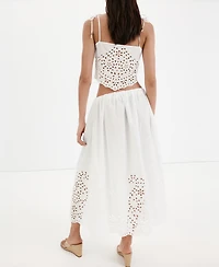 Mango Women's Embroidered Details Midi Skirt