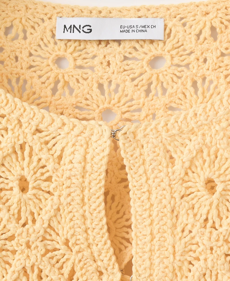 Mango Women's Scalloped Open-Knit Cardigan