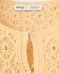 Mango Women's Scalloped Open-Knit Cardigan