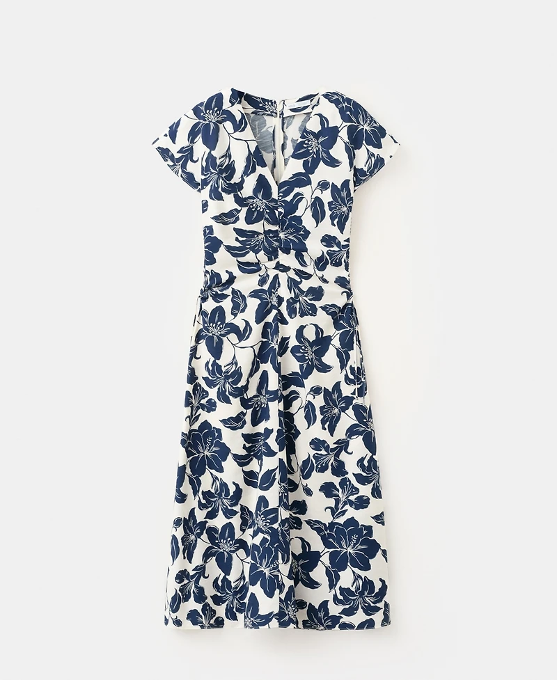 Mango Women's Ruched Sides Floral Dress