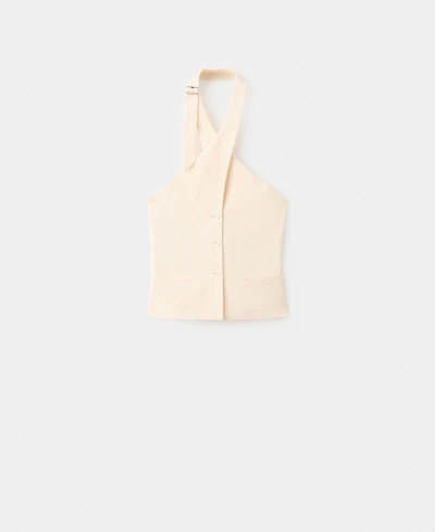 Mango Women's Double-Breasted Linen Vest