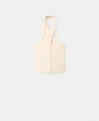 Mango Women's Double-Breasted Linen Vest