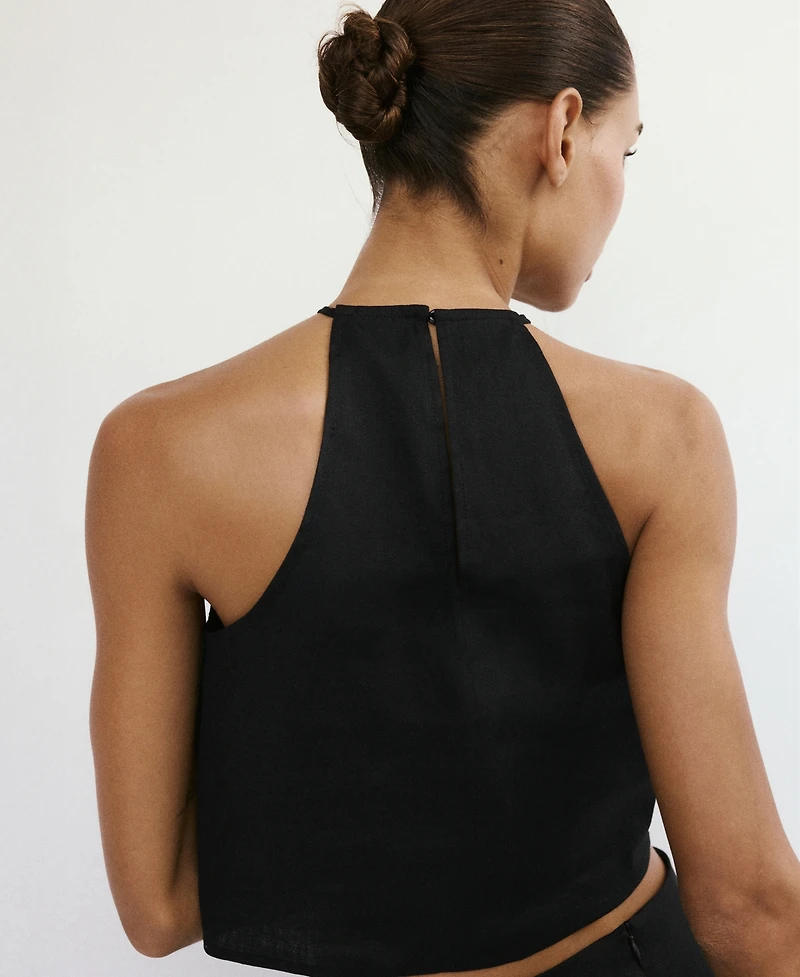 Mango Women's Linen-Cotton Halter Top