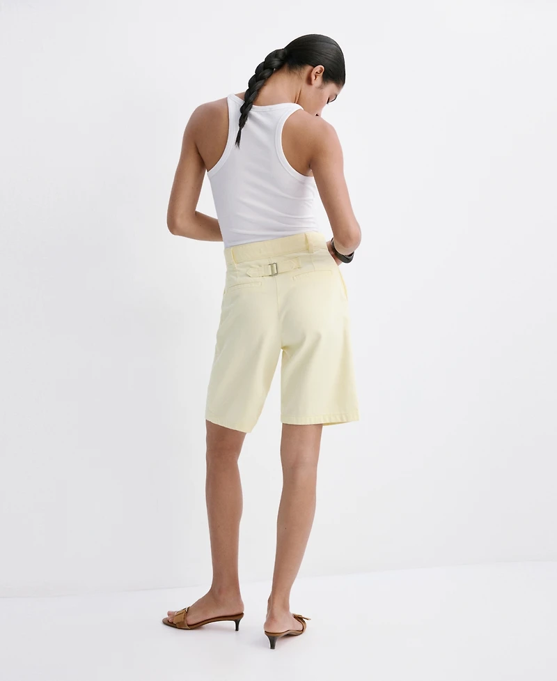 Mango Women's Buckle Detail Straight Bermuda Shorts
