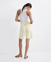 Mango Women's Buckle Detail Straight Bermuda Shorts