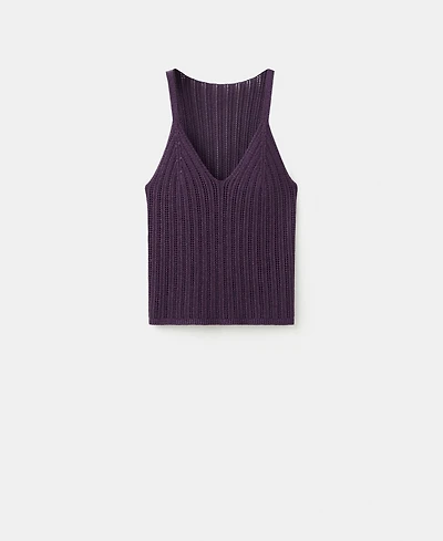 Mango Women's Metallic Openwork Knit Top